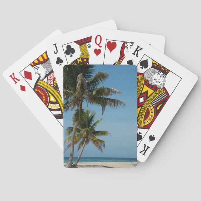 Palm tree and white sand beach poker cards (Back)