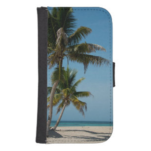 Palm tree and white sand beach phone wallet