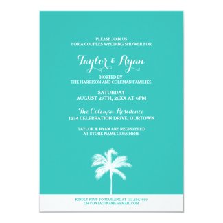 Palm Tree Aqua Couples Wedding Shower Invitation