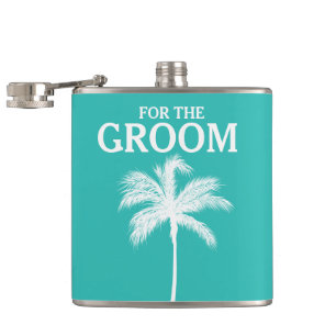 Palm Tree Aqua Groom Flask