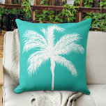 Palm Tree Aqua Throw Pillow<br><div class="desc">Modern tropical theme on this aqua blue throw pillow</div>
