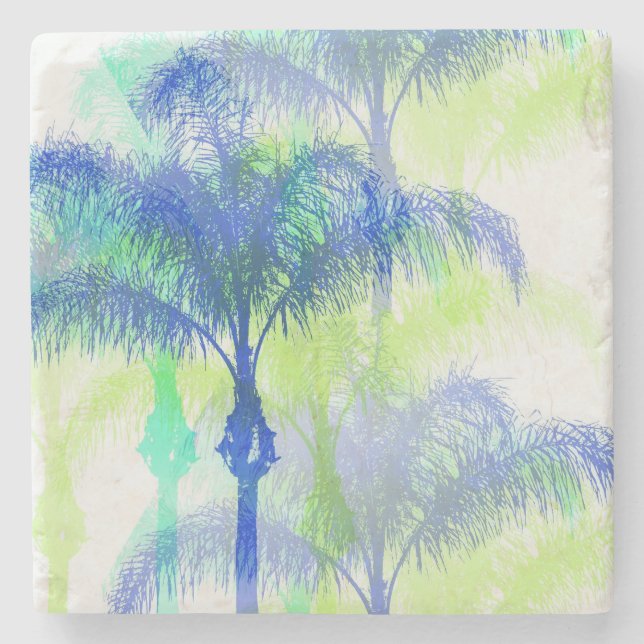Palm Tree Art Vacation Pool Party Coaster (Front)