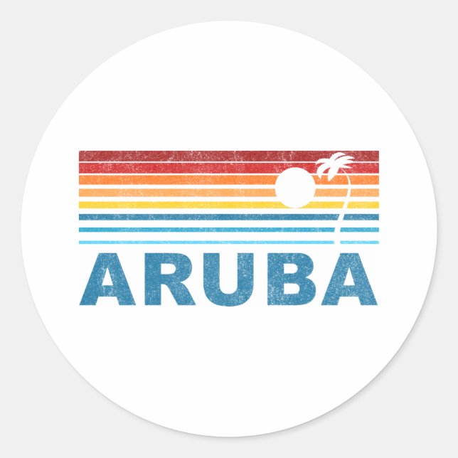 Palm Tree Aruba Classic Round Sticker (Front)