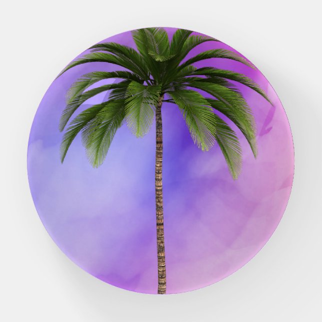 Palm Tree at Dusk | Tropical Island  Paperweight (Front)
