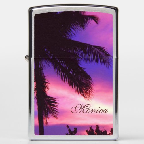 Palm Tree at Sunset Personalize Zippo Lighter