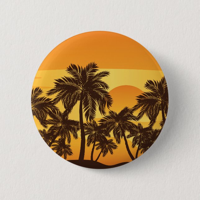 Palm Tree at Sunset Pinback Button (Front)