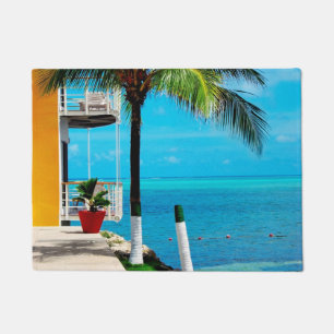 Palm Tree At The Front Yard Of A House By The Sea Doormat