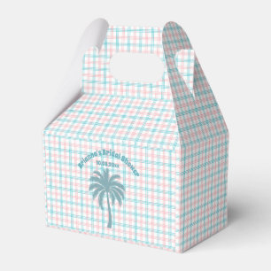 Palm Tree Azure Pink Checkered Bridal Shower Favor Boxes