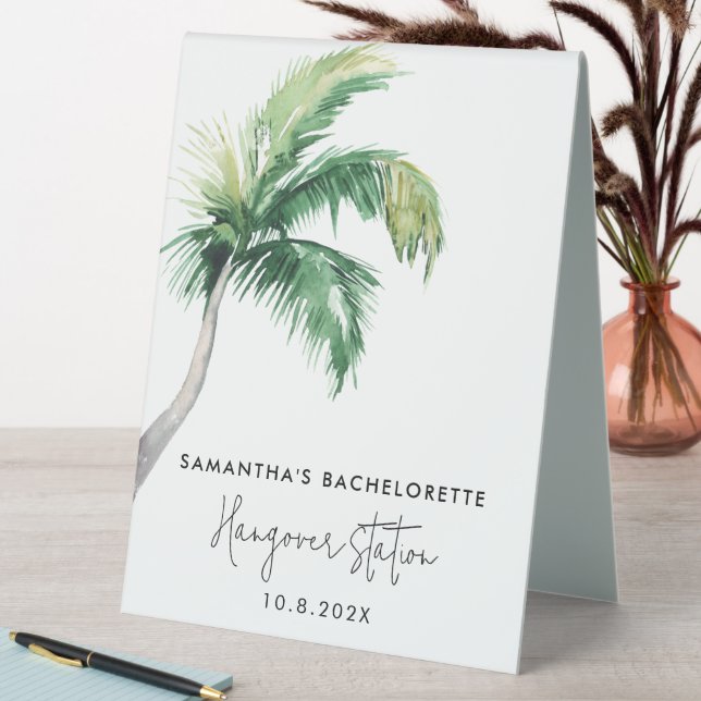 Palm Tree Bachelorette Party Hangover Station Table Tent (In SItu (Table))