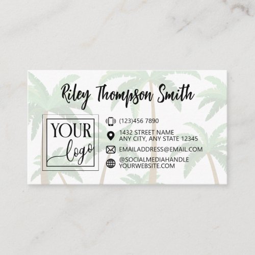 Palm Tree Background Add Logo  Photo Business Card