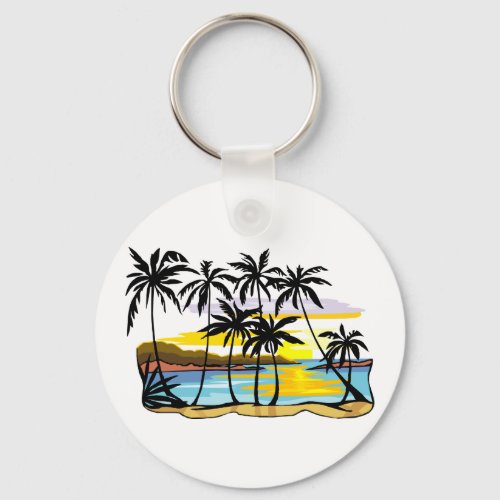 Palm Tree Background Keychain