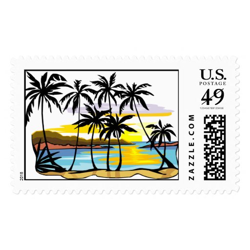 Palm Tree Background Postage Stamp | Zazzle