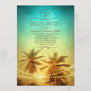 Palm Tree Beach 30th Wedding Anniversary Party Invitation