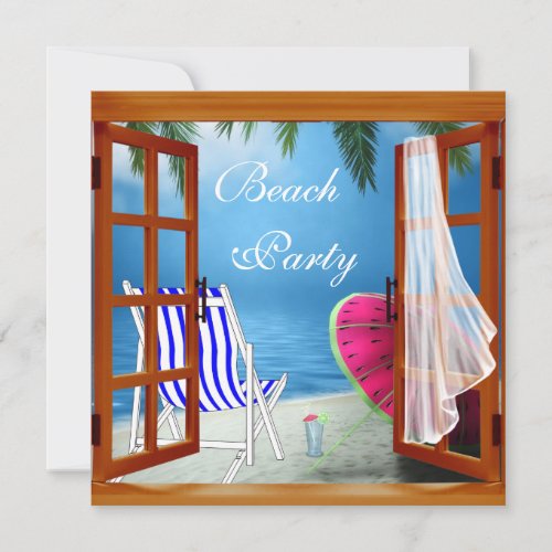 Palm Tree Beach Adult Beach Party Invitation