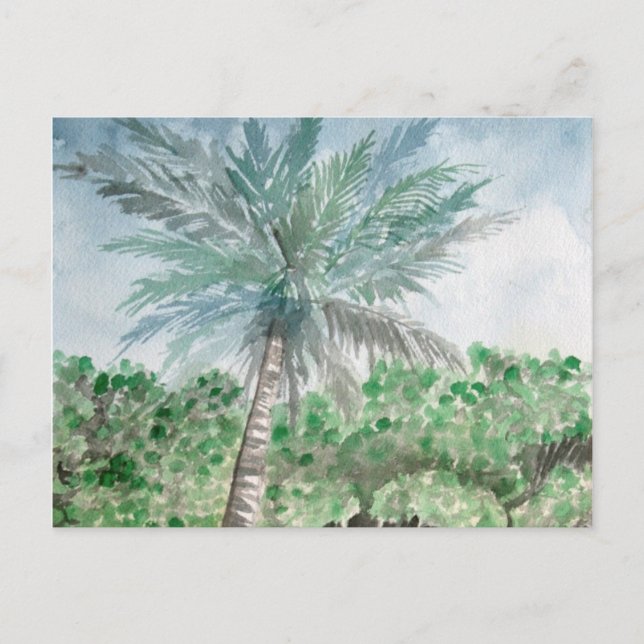 palm tree beach art postcard (Front)