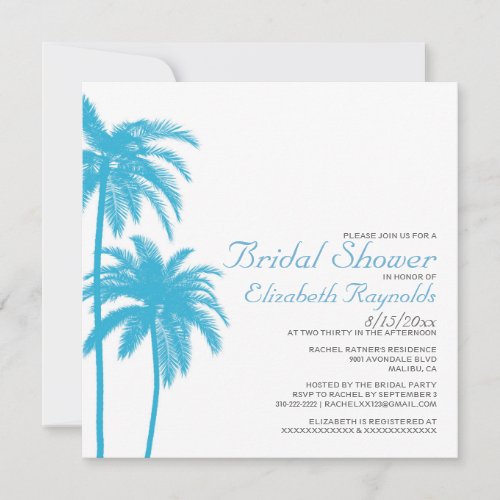 Palm Tree Beach Bridal Shower Invitations