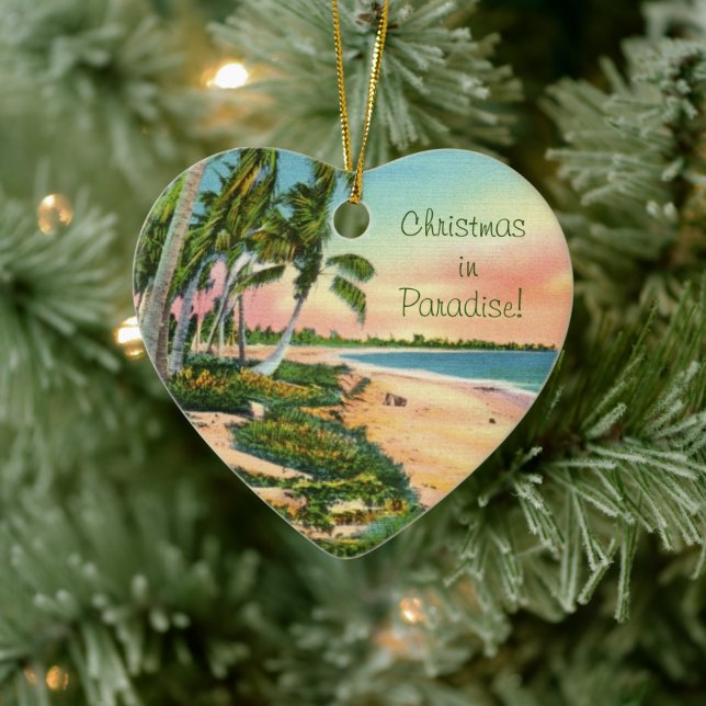 Palm Tree Beach Ceramic Ornament (Tree)