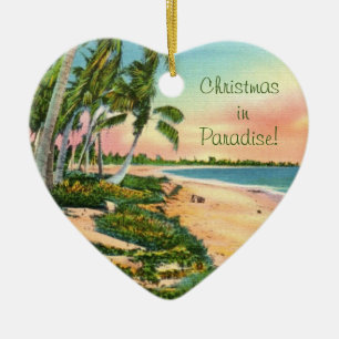 Palm Tree Beach Ceramic Ornament