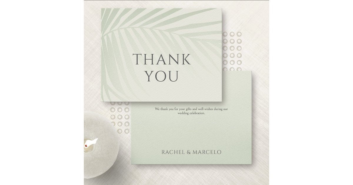 Palm Tree Beach Coastal Wedding Thank You Card | Zazzle
