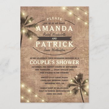 Palm Tree Beach Couples Shower Invitations by RusticWeddings at Zazzle
