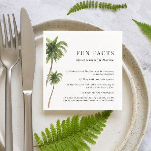Palm Tree Beach Destination 5 Fun Facts Wedding Napkins