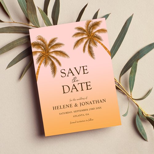 Palm Tree Beach Destination Tropical Wedding Save The Date