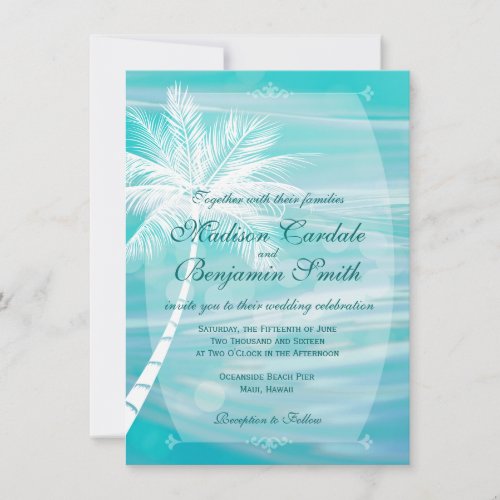 Palm Tree Beach Destination Wedding Invitations