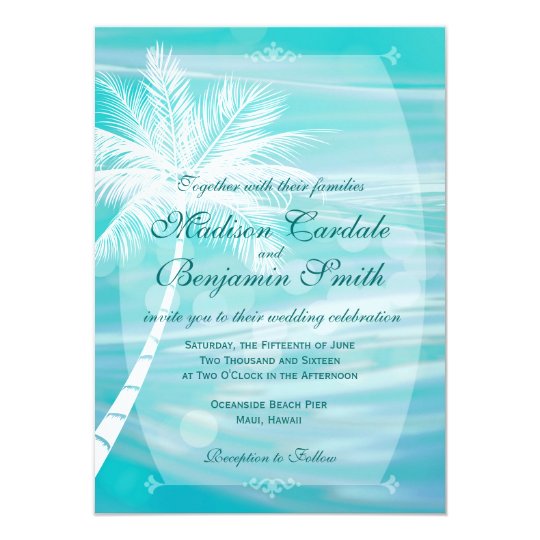 Palm Tree Beach Destination Wedding Invitations Zazzle Com