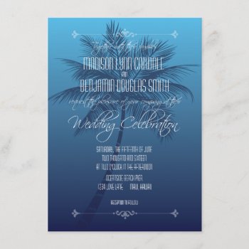 Palm Tree Beach Destination Wedding Invitations by CustomWeddingSets at Zazzle
