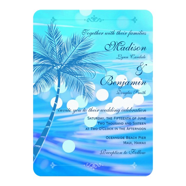 Palm Tree Beach Destination Wedding Invitations