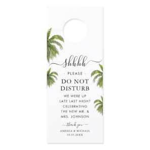 Palm Tree Beach Destination Wedding Party Hotel Door Hanger