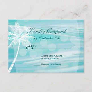 Palm Tree Beach Destination Wedding RSVP Cards