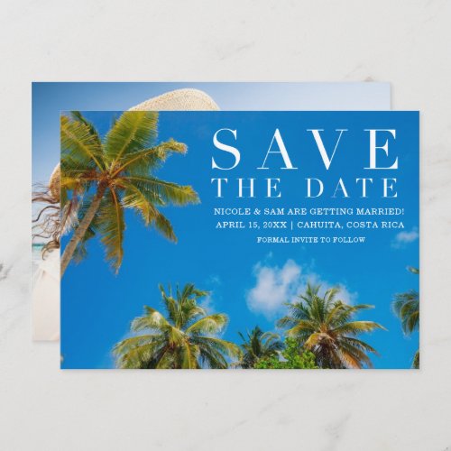 Palm Tree Beach Destination Wedding Save the Date