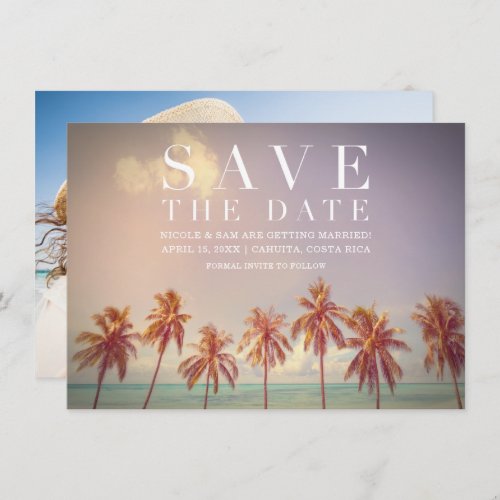 Palm Tree Beach Destination Wedding Save the Date