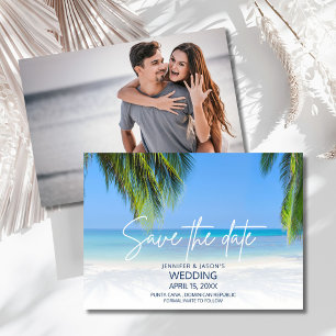 Palm Tree Beach Destination Wedding  Save The Date