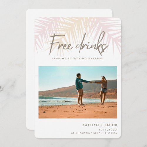Palm Tree Beach Free Drinks Photo Wedding Save The Date