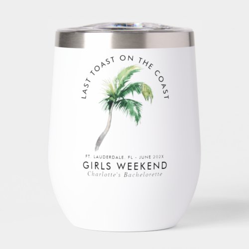 Palm Tree Beach Girls Weekend Bachelorette Custom Thermal Wine Tumbler