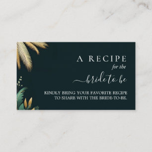 Palm Tree Beach Green And Gold Bridal Shower Enclosure Card
