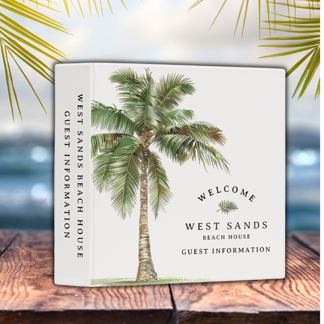 Palm Tree Beach House Airbnb Guest Information 3 Ring Binder (Creator Uploaded)