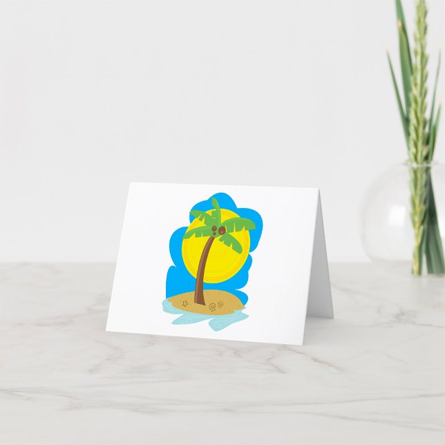 Palm Tree Beach Letterpress Thank You Card (Creator Uploaded)