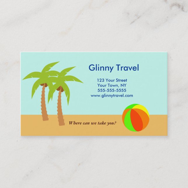 Palm Tree Beach Ocean Business Card Template (Front)