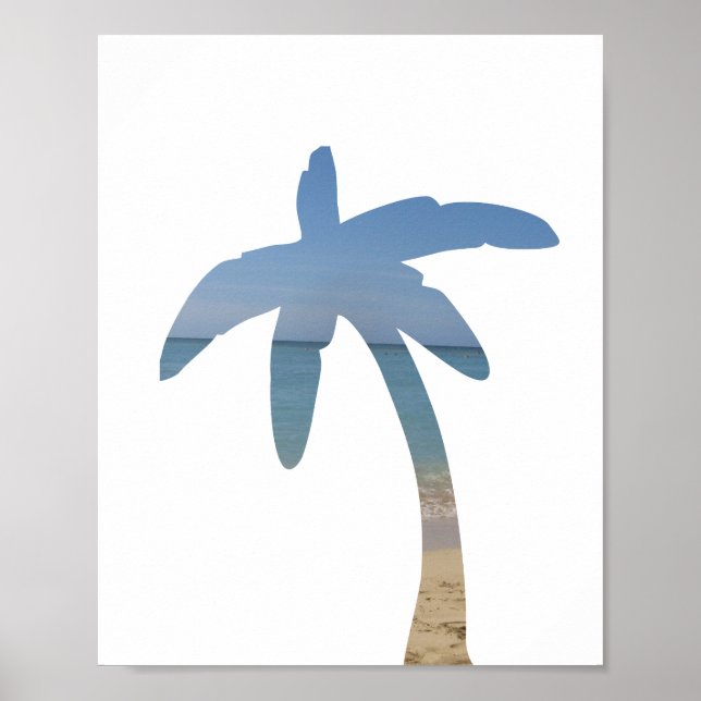 Palm Tree Beach Ocean Photo Art Print (Front)