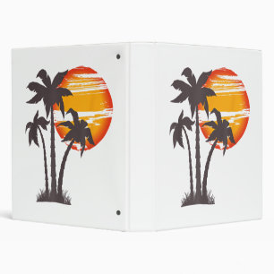 Palm Tree Beach Ocean Summer Vacation Sunset Parad 3 Ring Binder