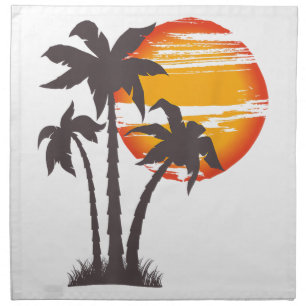 Palm Tree Beach Ocean Summer Vacation Sunset Parad Cloth Napkin