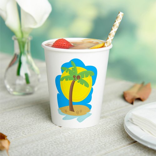 Palm Tree Beach Paper Cups