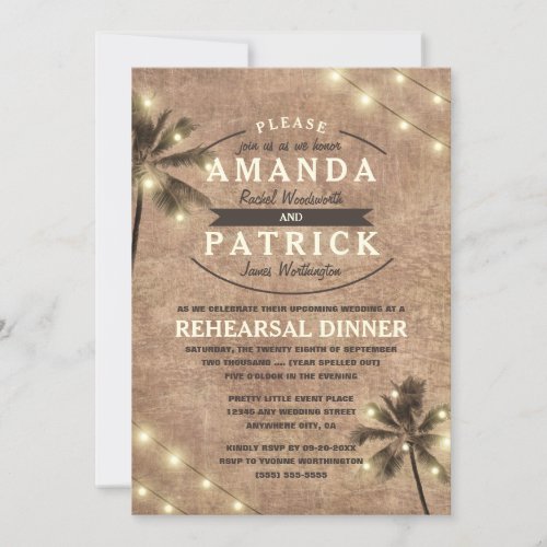 Palm Tree Beach Rehearsal Dinner Invitations