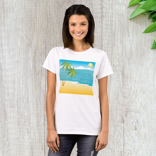 Palm Tree Beach Scene T_Shirt