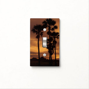 Palm Tree Beach Sky Clouds Sunset Nature Office Light Switch Cover