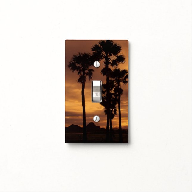 Palm Tree Beach Sky Clouds Sunset Nature Office Light Switch Cover (In Situ)