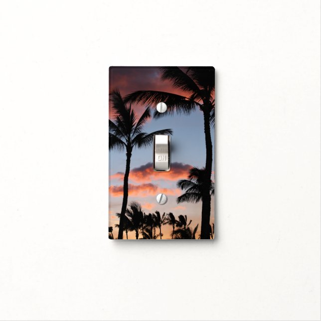 Palm Tree Beach Sky Clouds Sunset Nature Office Light Switch Cover (In Situ)
